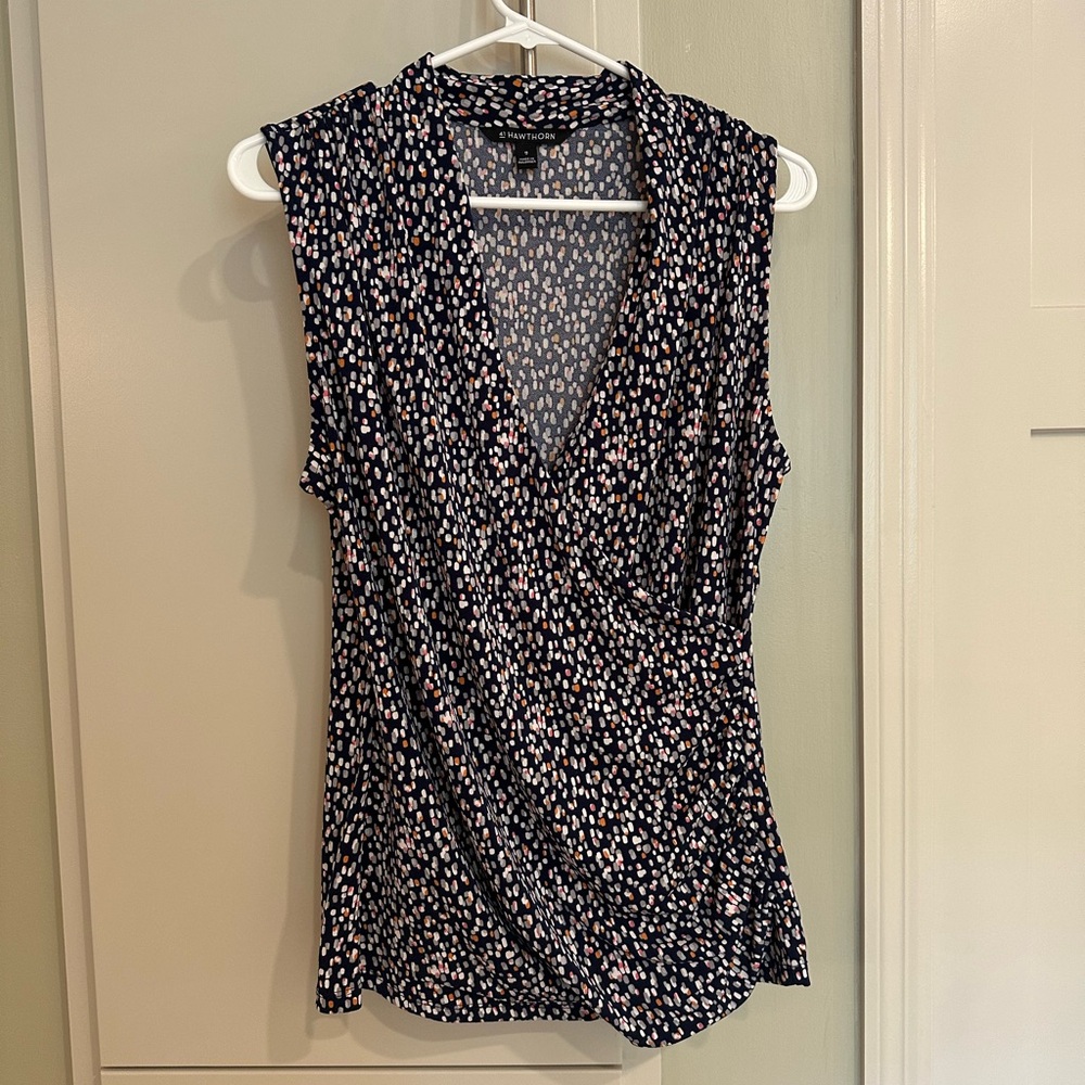 41 Hawthorn Navy Sleeveless Wrap Blouse
